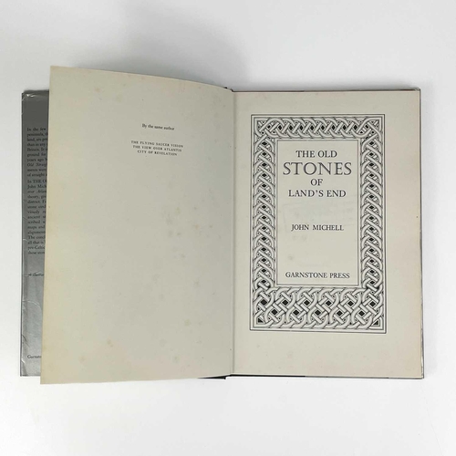 60 - JOHN MICHELL. 'The Old Stones of Land's End,' Original cloth, clipped dj, ex libris ink stamp, some ... 