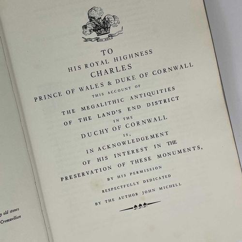 60 - JOHN MICHELL. 'The Old Stones of Land's End,' Original cloth, clipped dj, ex libris ink stamp, some ... 