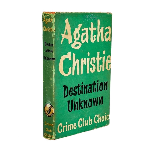 62 - Agatha Christie. 'Destination Unknown'. First edition, original cloth, repairs to unclipped dj, toni... 