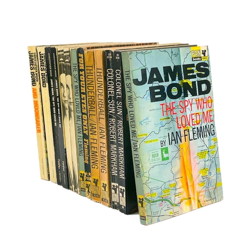 66 - Ian Flemings 'James Bond'. Thirteen paperbacks. Including 'Moonraker', 'The Spy Who Loved Me', 'For ... 