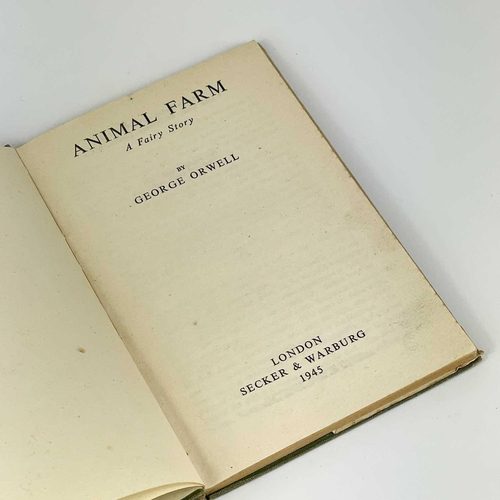 68 - George Orwell 'Animal Farm,' early reprint, rubbed original cloth, loss and tears to unclipped dj, l... 