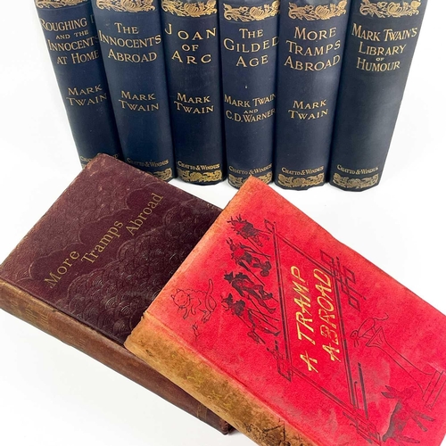 73 - Mark Twain. Eight works. 'A Tramp Abroad,' first UK edition, orginal cloth with staining and rubbed,... 