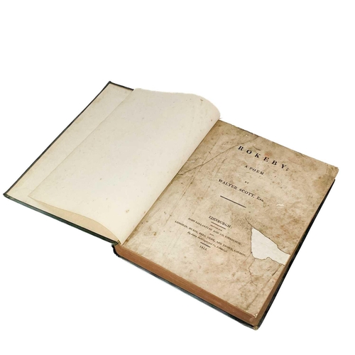 84 - WALTER SCOTT. 'Rokeby; A Poem,' first edition. Original cloth, stained and repaired titlepage, some ... 