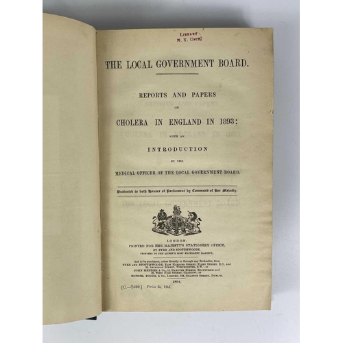 111 - Cholera in England. REPORT AND PAPERS ON CHOLERA IN ENGLAND IN 1893 WITH AN INTRODUCTION BY THE MEDI... 