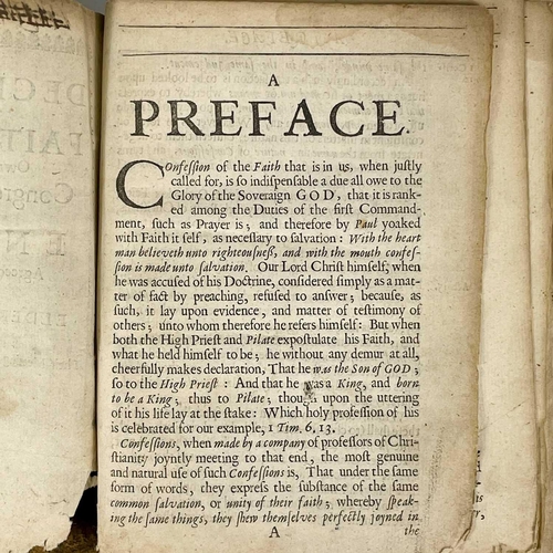 114 - ECCLESIASTICAL INTEREST. Bound pamphlets - A Declaration of the Faith and Order Owned and Practiced ... 