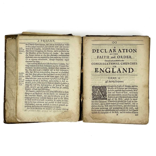 114 - ECCLESIASTICAL INTEREST. Bound pamphlets - A Declaration of the Faith and Order Owned and Practiced ... 