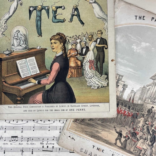 153 - A folder of 19th Century sheet music. With coloured engraved front pages, in varying conditions, inc... 