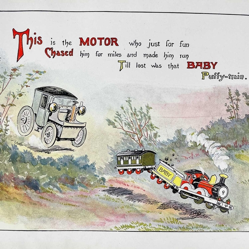 162 - Gertrude M. Bradley Illustrations. 'The Run-a-way Puff Puff,' pictorial boards rubbed and bumped, sp... 