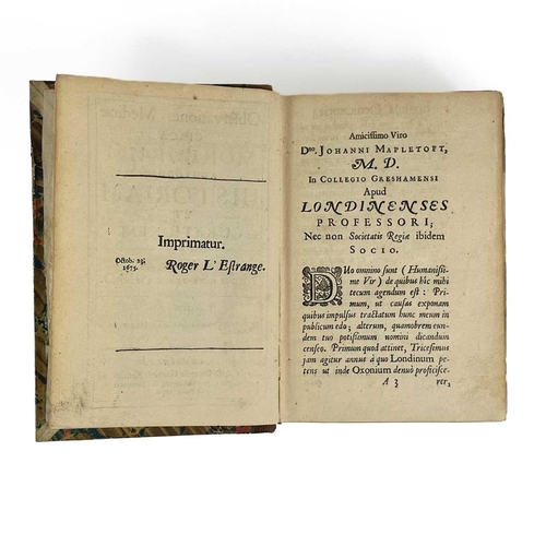 19 - Thomas Sydenham (1624-1689). 'Observationes Medicae circa Morborum acutorum Historiam et Curationem,... 