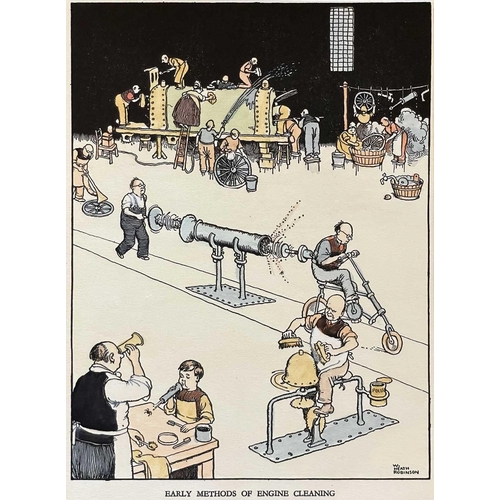 211 - William Heath ROBINSON(1872-1944) Early Methods of Engine Cleaning Print in Colour Published in 1935... 