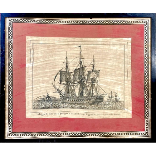 219 - After Jean Jérôme BAUGEAN(c.1764-c.1830) English Frigate just Anchored and the frigate of The United... 