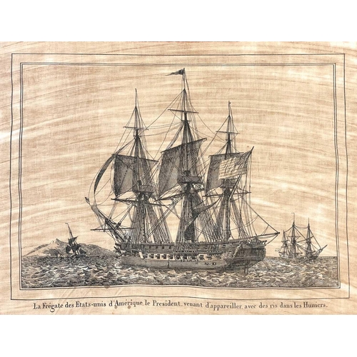 219 - After Jean Jérôme BAUGEAN(c.1764-c.1830) English Frigate just Anchored and the frigate of The United... 