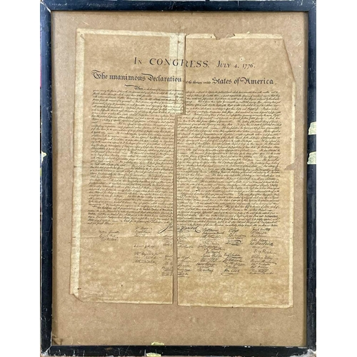 227 - Americana interest. A print of the 1776 Unanimous Declaration of The Thirteen United States of Ameri... 