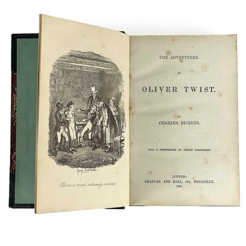 24 - Bindings. A handsome set of nine works by Charles Dickens, half black calf with marbled boards and c... 