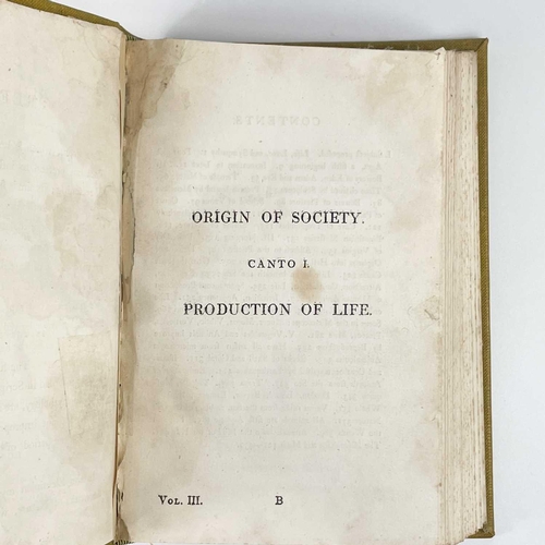 292 - ERASMUS DARWIN. 'The Poetical Works of ....' Three vols, rebound in mustard buckram, worm hole damag... 