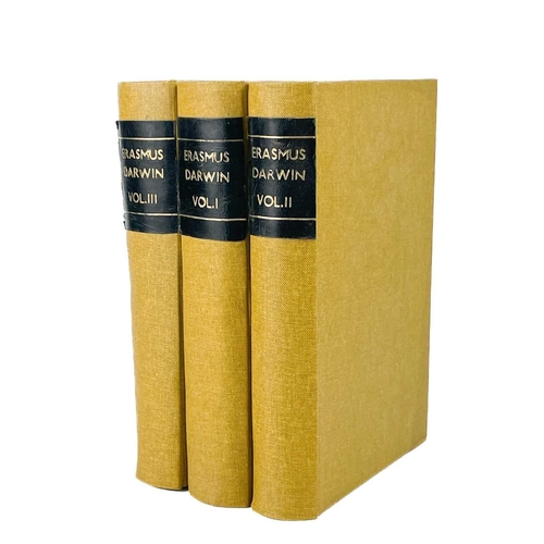 292 - ERASMUS DARWIN. 'The Poetical Works of ....' Three vols, rebound in mustard buckram, worm hole damag... 