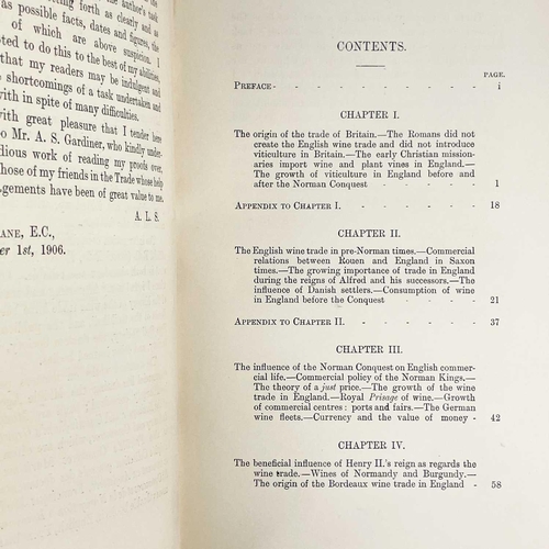 293 - ANDRE L. SIMON. 'The History of the Wine Trade'. Flat signed and inscribed by the author to verso of... 