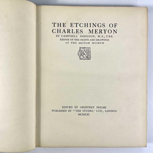 37 - 'The Etchings of Charles Meryon'. By Campbell Dodgson, original boards with gilt decorations, some m... 