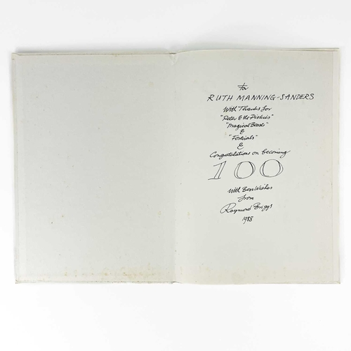 400 - Signed and inscribed 'The Snowman' by Raymond Briggs. Free endpaper reads 'For Ruth Manning-Sanders ... 