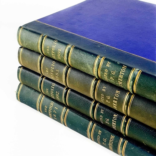 445 - 'A Portfolio: An Artistic Periodical'. Four uniformely bound volumes, half blue morocco with blue bo... 