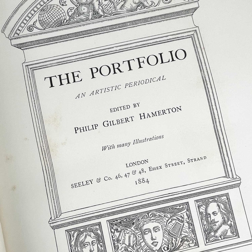 445 - 'A Portfolio: An Artistic Periodical'. Four uniformely bound volumes, half blue morocco with blue bo... 