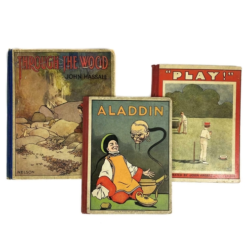 45 - John Hassall Illustrations. Three works. 'Aladdin,' original pictorial boards, contemporary inscript... 