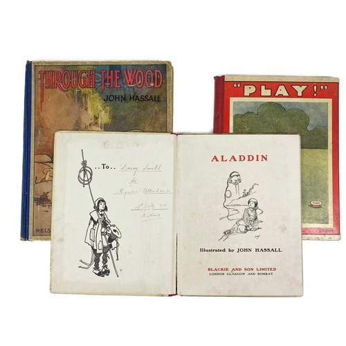 45 - John Hassall Illustrations. Three works. 'Aladdin,' original pictorial boards, contemporary inscript... 