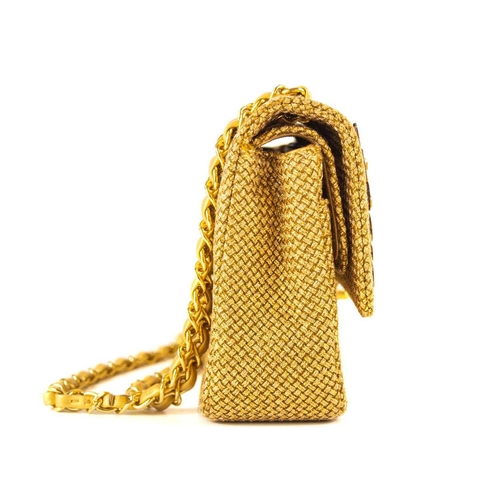 327 - A Chanel gold woven raffia 'Cruise Collection' medium classic double flap bag. Circa 2012-13, with g... 