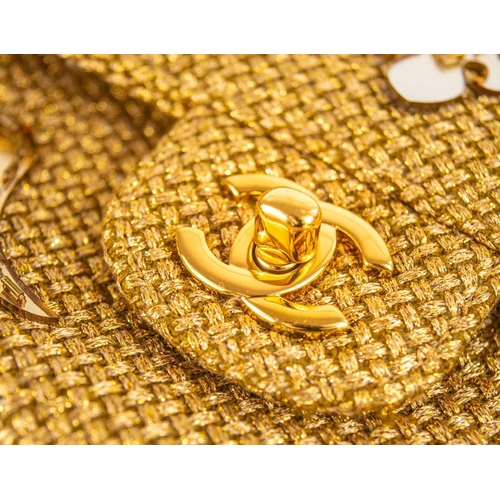 327 - A Chanel gold woven raffia 'Cruise Collection' medium classic double flap bag. Circa 2012-13, with g... 