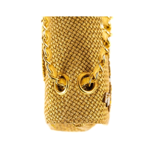 327 - A Chanel gold woven raffia 'Cruise Collection' medium classic double flap bag. Circa 2012-13, with g... 