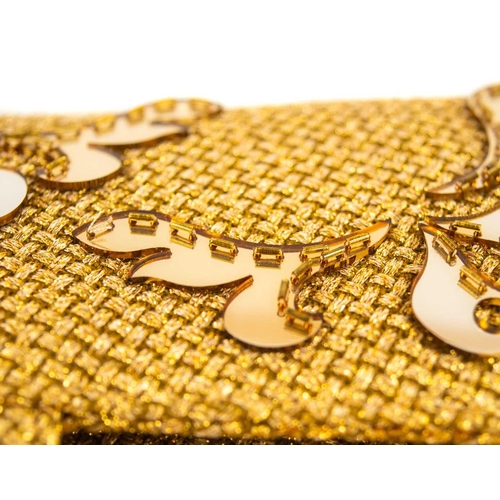 327 - A Chanel gold woven raffia 'Cruise Collection' medium classic double flap bag. Circa 2012-13, with g... 