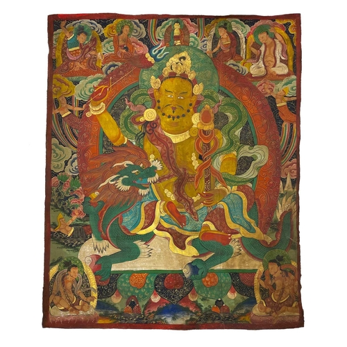 711 - A large Tibetan thangka, 19th century. Painted on canvas, 148 x 119cm.Paint is in good condition wit... 