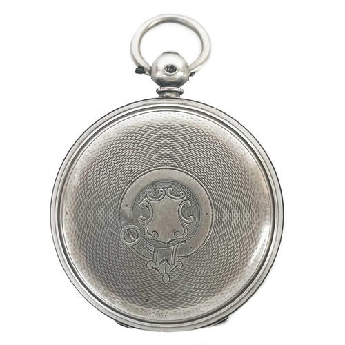 9 - A Victorian silver open face key wind verge pocket watch. 40mm white enamel dial, the plate movement... 