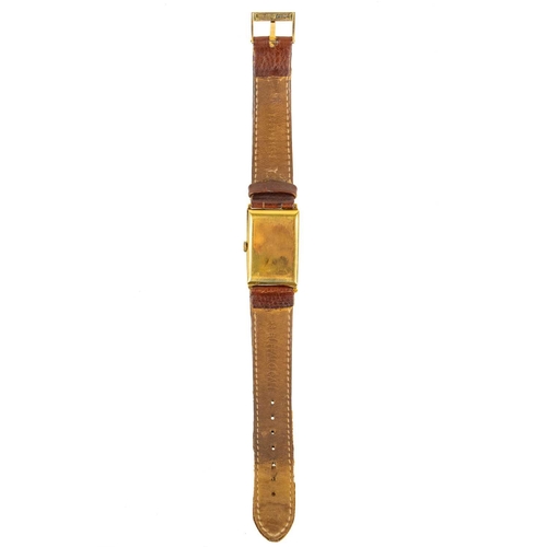 90 - A rare Omega 1930's 18ct gold cased Tank T17 gentleman's manual wind wristwatch. The signed 20mm sil... 