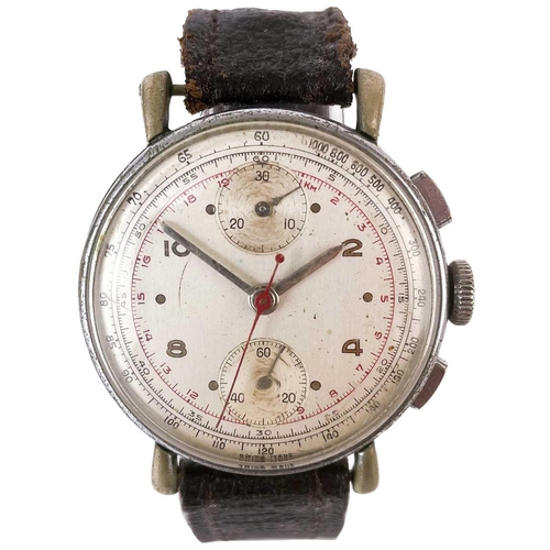 94 - A 1940's chronograph gentleman's nickel cased manual wind wristwatch by Lorton Watch Co. The 32mm si... 