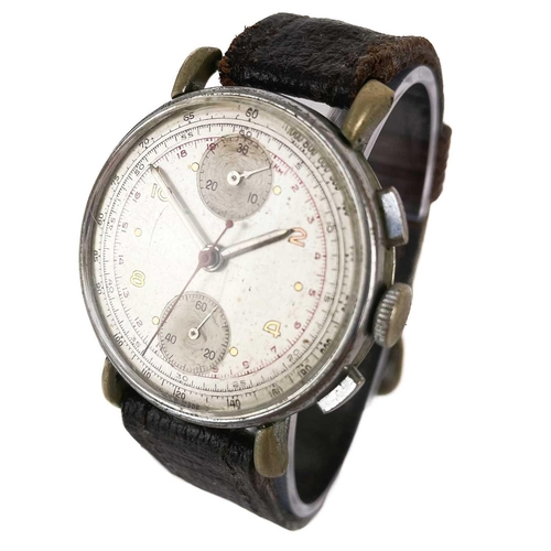 94 - A 1940's chronograph gentleman's nickel cased manual wind wristwatch by Lorton Watch Co. The 32mm si... 