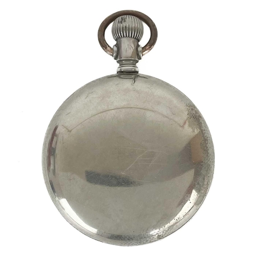 1 - An Elgin open face crown wind pocket watch in a silver plated case. The 42mm signed white enamel dia... 