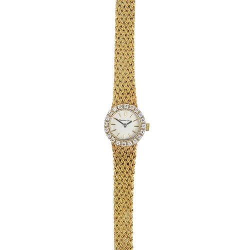 101 - A Bueche-Girod 9ct gold lady's manual wind bracelet wristwatch with diamond-set bezel. With 14mm sig... 