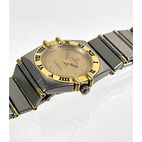 109A - An Omega Constellation lady's quartz 18ct gold and stainless steel bracelet wristwatch. Serial no. 5... 