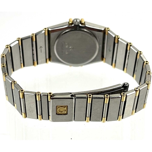 109A - An Omega Constellation lady's quartz 18ct gold and stainless steel bracelet wristwatch. Serial no. 5... 