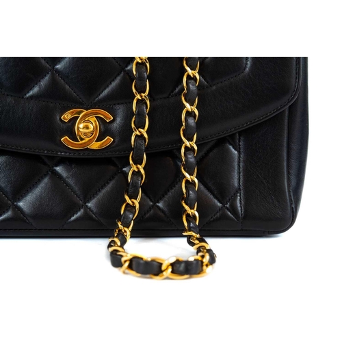 114 - A Chanel black lambskin leather medium Diana bag. Circa 1996-97, serial no. 478xxxx, gold-tone hardw... 