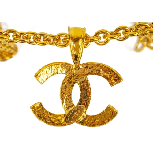 127A - A Chanel CC pendant necklace. Circa 1994, stamped marks and 94 P to an oval plaque on the pendant, w... 