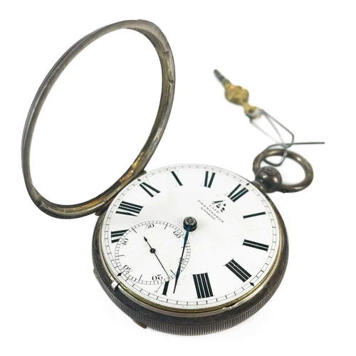 19 - A Victorian military issue silver cased fusee lever pocket watch by Pennington London. The 48mm whit... 