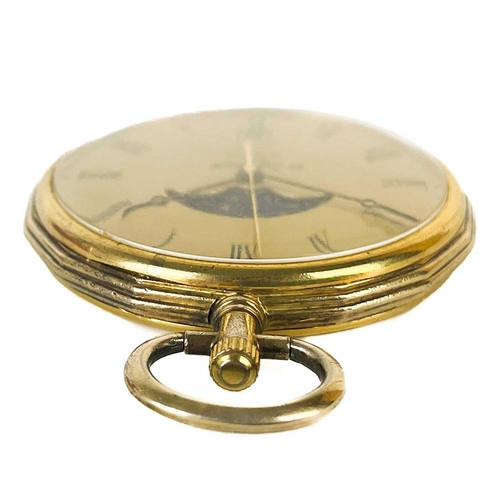 20 - A modern Le Cheminant gold plated quartz pocket watch. Diameter 42mm.