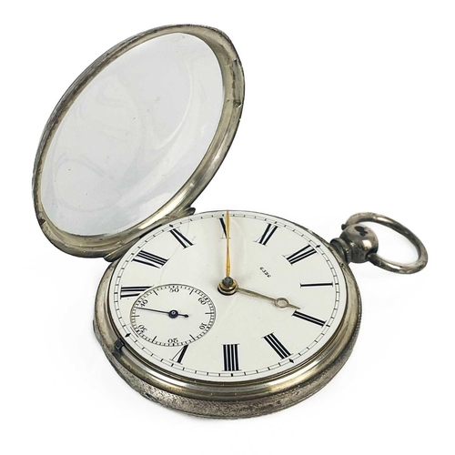 24 - A Victorian silver open face key wind fusee pocket watch. The 40mm white enamel dial numbered 6526, ... 