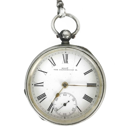 26 - A Waltham silver open face key wind pocket watch. The 45mm white enamel dial with Roman numerals and... 