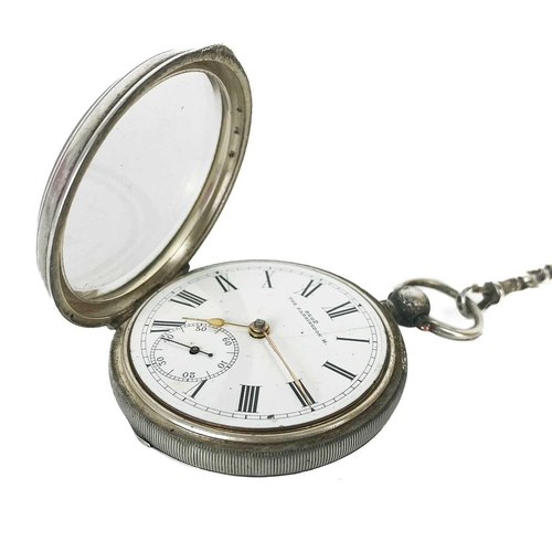 26 - A Waltham silver open face key wind pocket watch. The 45mm white enamel dial with Roman numerals and... 