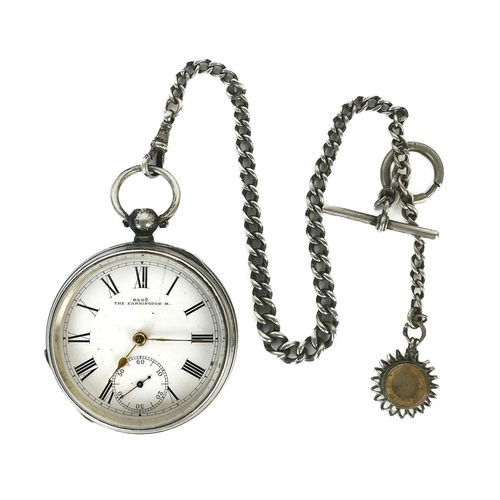 26 - A Waltham silver open face key wind pocket watch. The 45mm white enamel dial with Roman numerals and... 