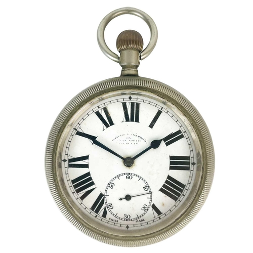 29 - An American silver plated full hunter pocket watch with lever movement (lacks dial) The outer case e... 