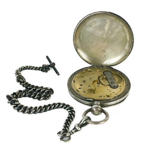 29 - An American silver plated full hunter pocket watch with lever movement (lacks dial) The outer case e... 